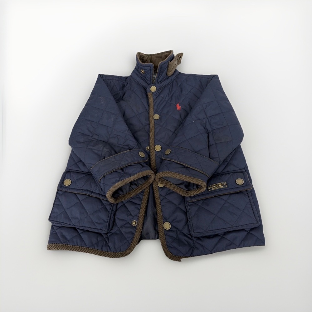 Polo Ralph Lauren Kids Navy Blue Quilted Barn Jacket Corduroy sz 2/2T Coat P85